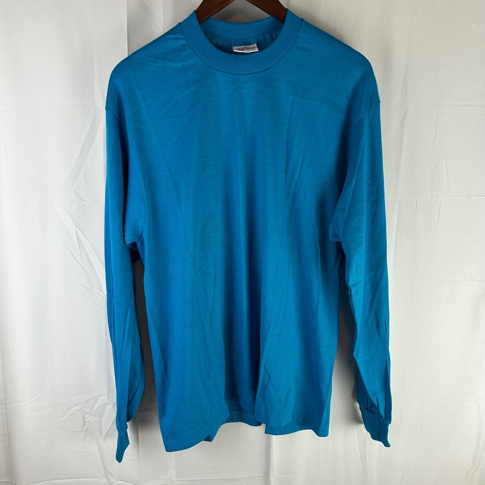 SUNBELT Sportswear Blue Long Sleeve T‎ Shirt XL Cotton Polyester Made USA